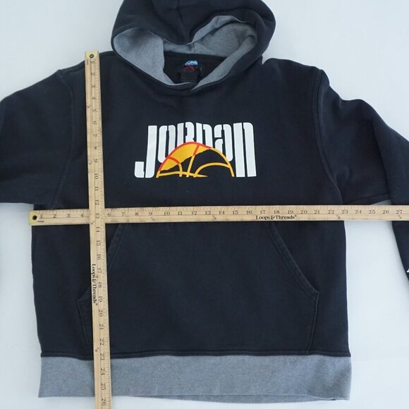 Air Jordan Black Yellow All Over Print AOP Airman Hooded Pullover Sweatshirt XL - Picture 4 of 10